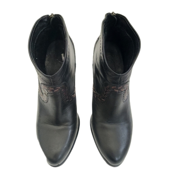 UGG Western Wool Lined Ankle,Charlotte Black Leather Zip Comfort Boots Womens 8 - Picture 4 of 10